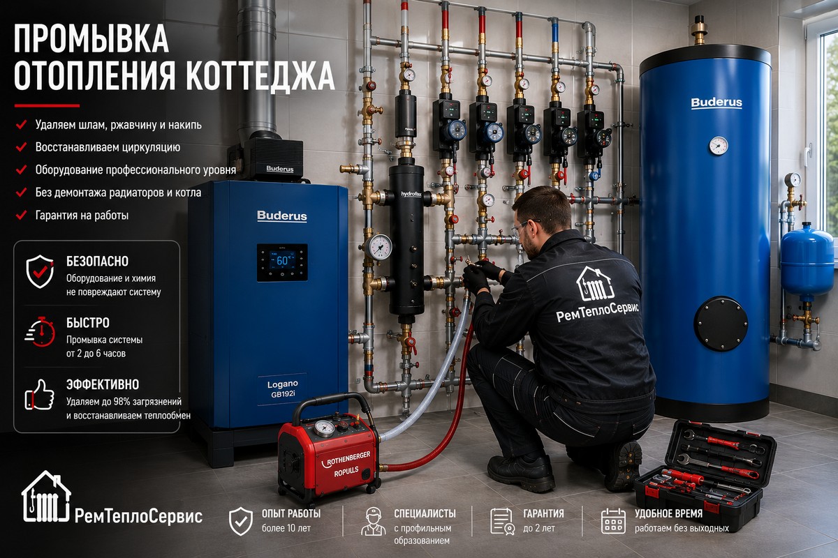 Промывка системы отопления коттеджа